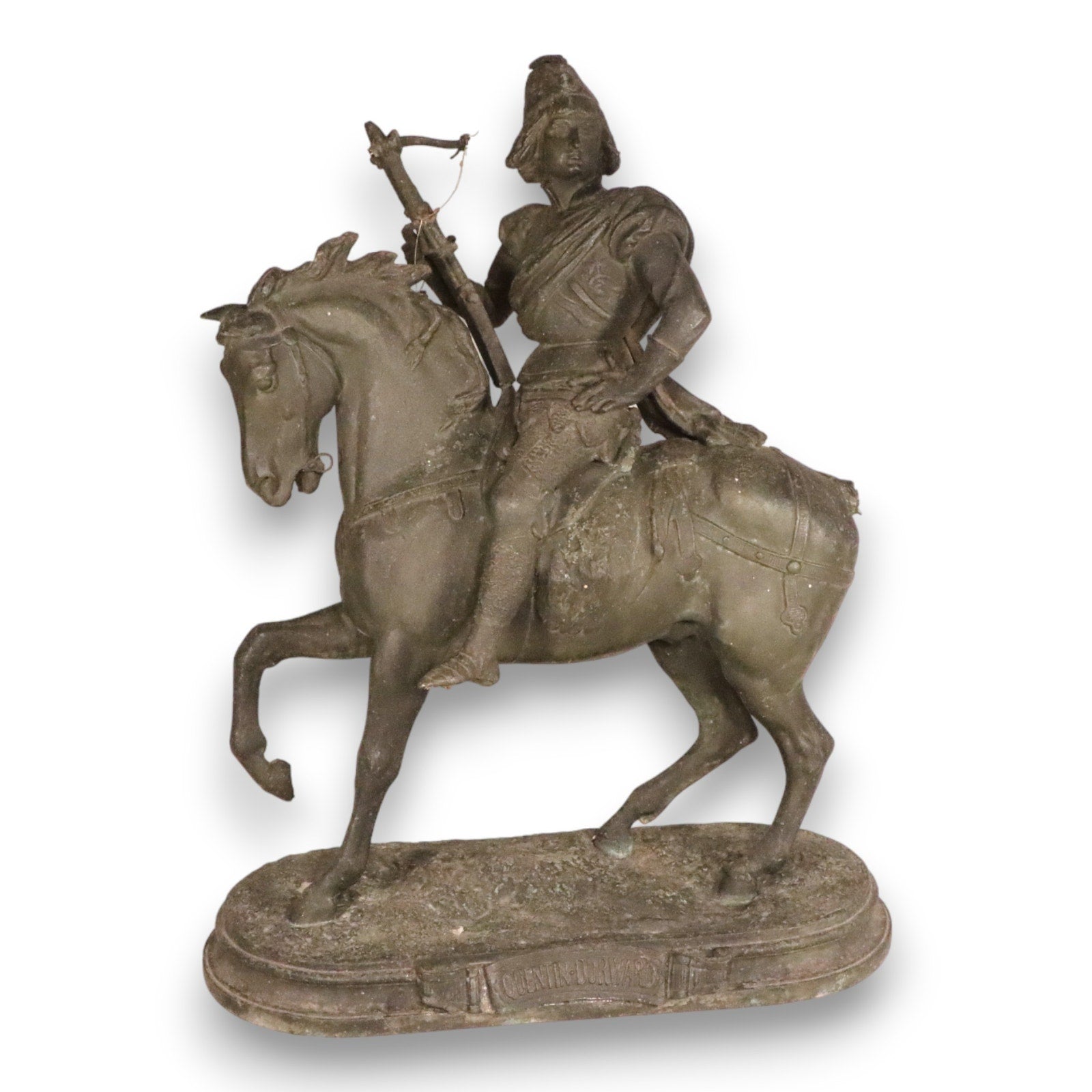 Quentin-Durward Soldier on Horseback Victorian Spelter Statue After E –  Thompson & Crowe