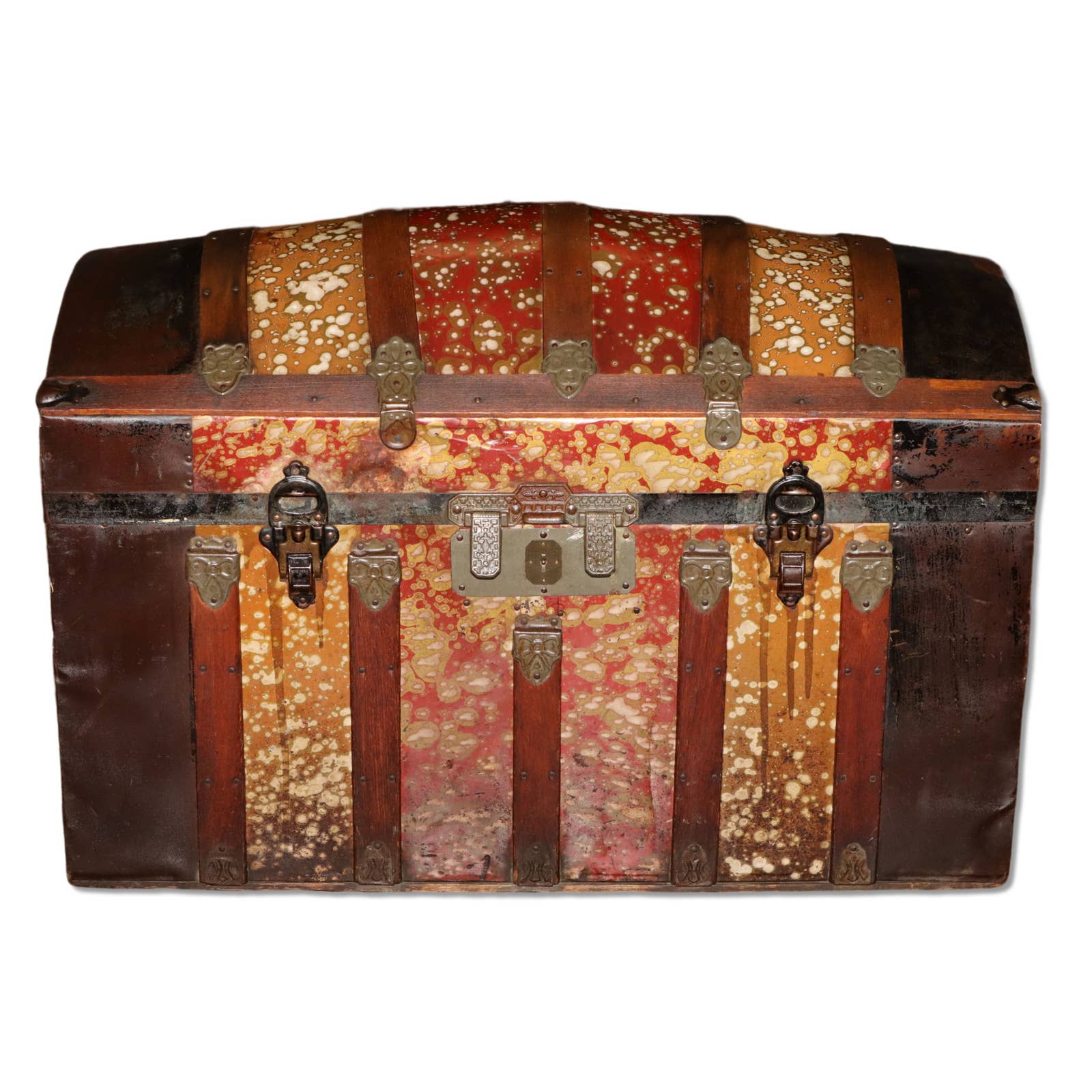 1880s Antique Dome Top Steamer Trunk 